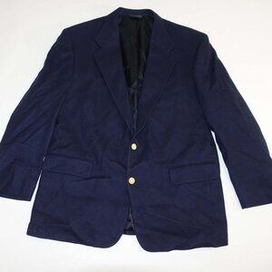 Majer Men's Vintage 100% Cashmere Blazer Size 44 Regular Navy Blue 2 Button 44R